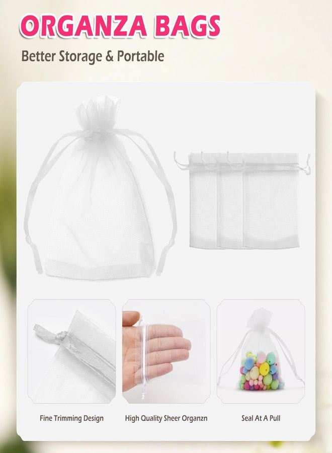 ANZNKU 50PCS White Organza Bags 3x4, Small Gift Bags Bulk for Sachet Jewelry Candy Treat, Mini Mesh Bag Drawstring for Wedding Bridal & Baby Shower, Party Favor Bag for Easter Mothers Day Birthday - Image 3