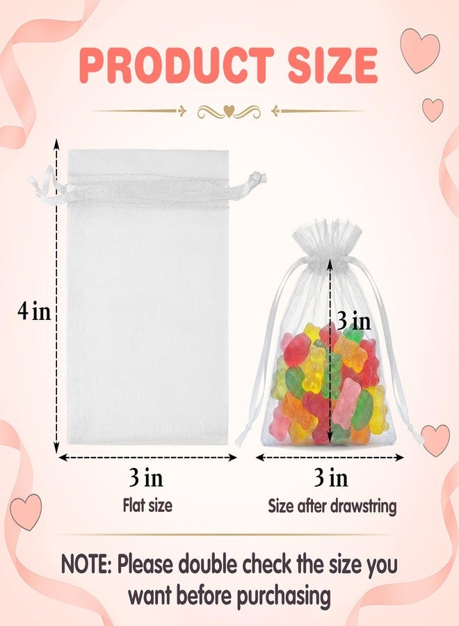 ANZNKU 50PCS White Organza Bags 3x4, Small Gift Bags Bulk for Sachet Jewelry Candy Treat, Mini Mesh Bag Drawstring for Wedding Bridal & Baby Shower, Party Favor Bag for Easter Mothers Day Birthday - Image 2