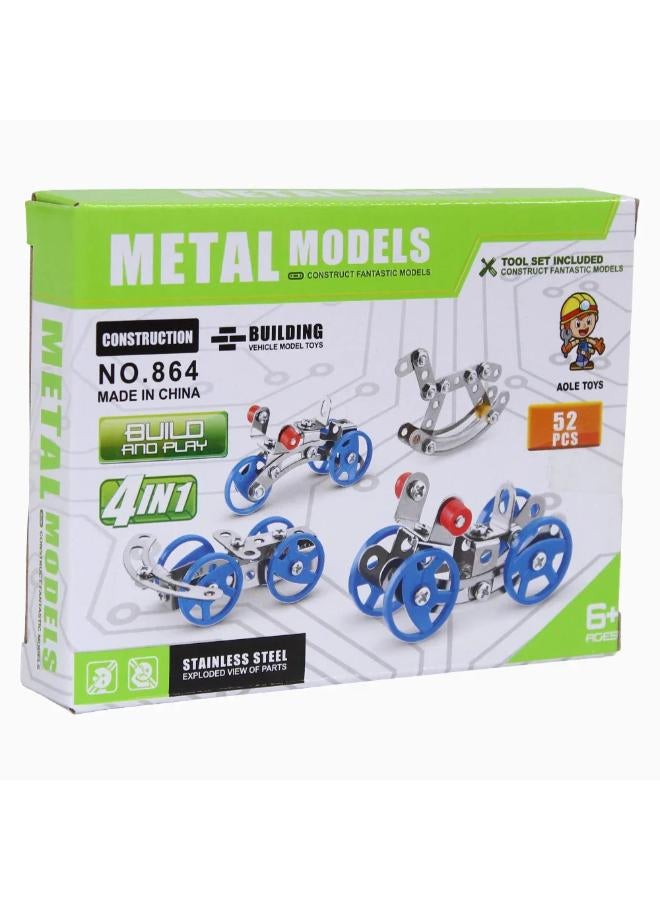 4-in-1 Metal Models Building Set – 52 Pcs