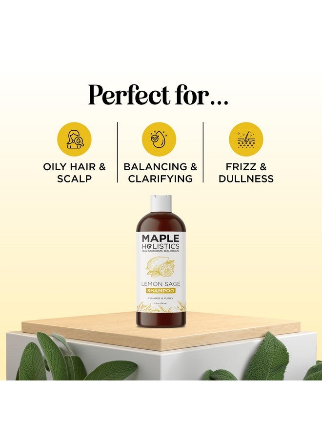 مايبل هوليستكس شامبو خالٍ من الكبريتات للشعر الدهني شامبو منقي بمريمية الليمون لبناء الشعر والعناية بفروة الرأس الدهنية مع زيت إكليل الجبل العطري للتنظيف العميق شامبو إكليل الجبل للشعر الدهني وتراكم المنتجات - Image 2