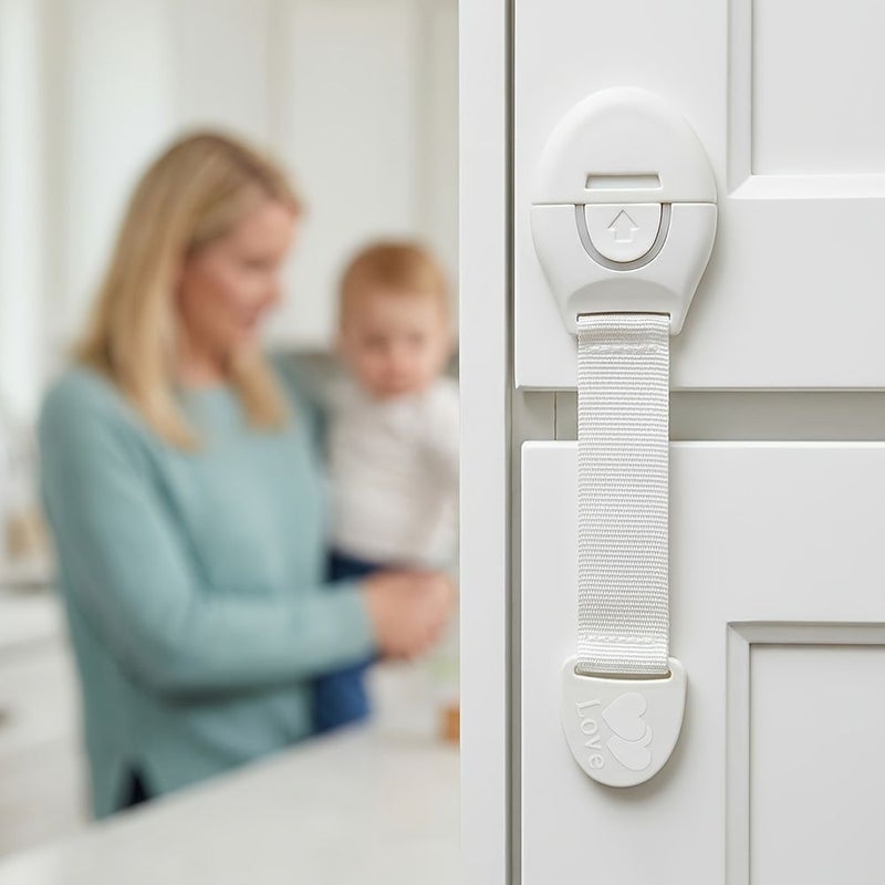 Child Safety Strap Lock With Fixed Length Versatile Fabric Latch Suitable For Drawers And Refrigerators Extended Toilet Lid Lock For Baby Proofing Crucial For Parents Toddlers And Home Safety 2 Pack - Image 1