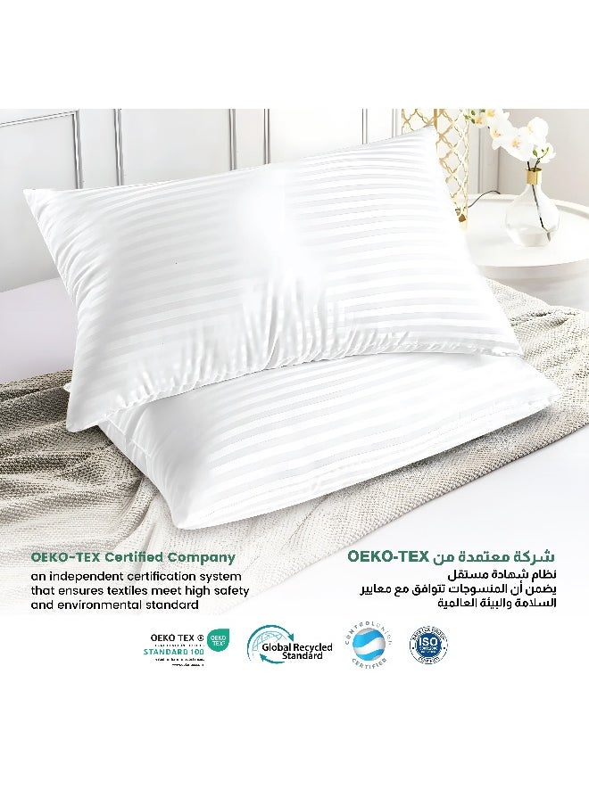 Rest - Extra Smooth Stripe Pillow Standard Size 50X70Cm /20''X 28'' Light Weight White Back Sleeper Hotel Quality Pillow - Image 1
