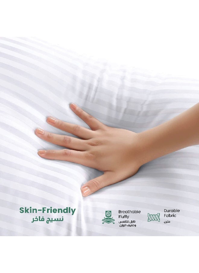 Rest - Extra Smooth Stripe Pillow Standard Size 50X70Cm /20''X 28'' Light Weight White Back Sleeper Hotel Quality Pillow - Image 1