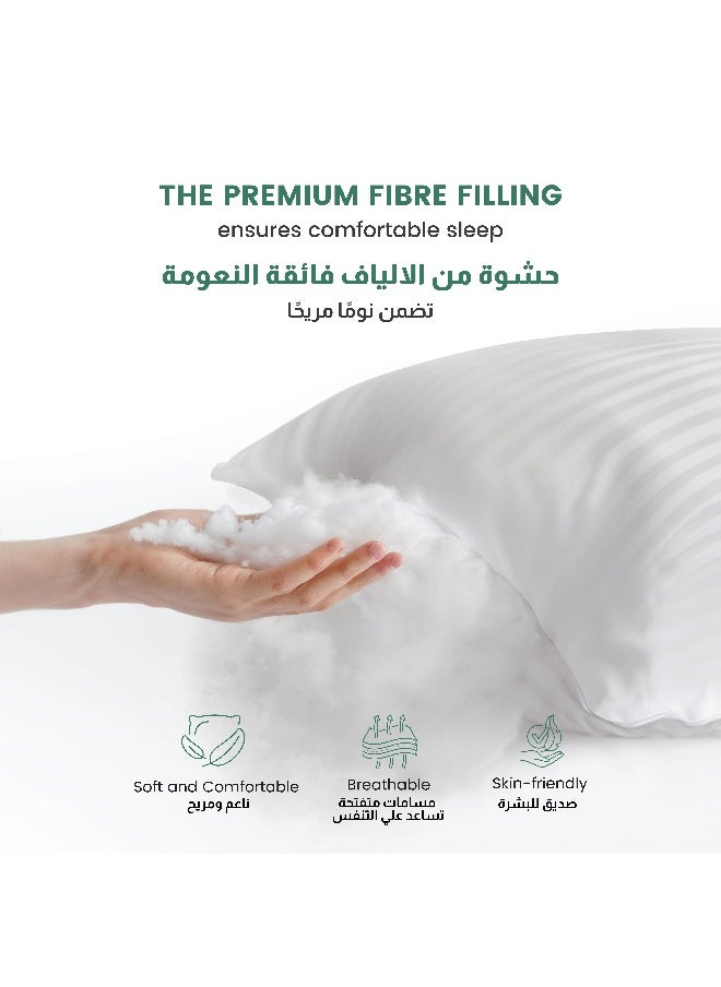 Rest - Extra Smooth Stripe Pillow Standard Size 50X70Cm /20''X 28'' Light Weight White Back Sleeper Hotel Quality Pillow - Image 1