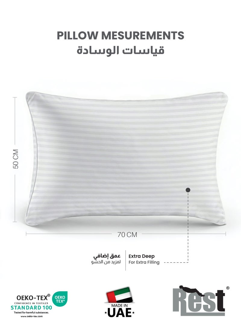 Rest Extra Smooth Stripe Pillow Standard Size 50x70cm /20''x 28'' Light Weight White Back Sleeper Hotel Quality Pillow - Image 2