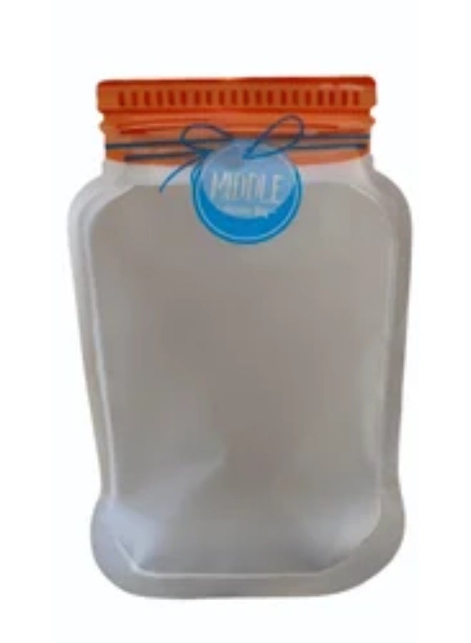 بروماس مجموعة من 3 أكياس قابلة لإعادة الاستخدام على شكل برطمان مزودة بسحاب - للتخزين في وضع قائم، 500 مل/17 أونصة