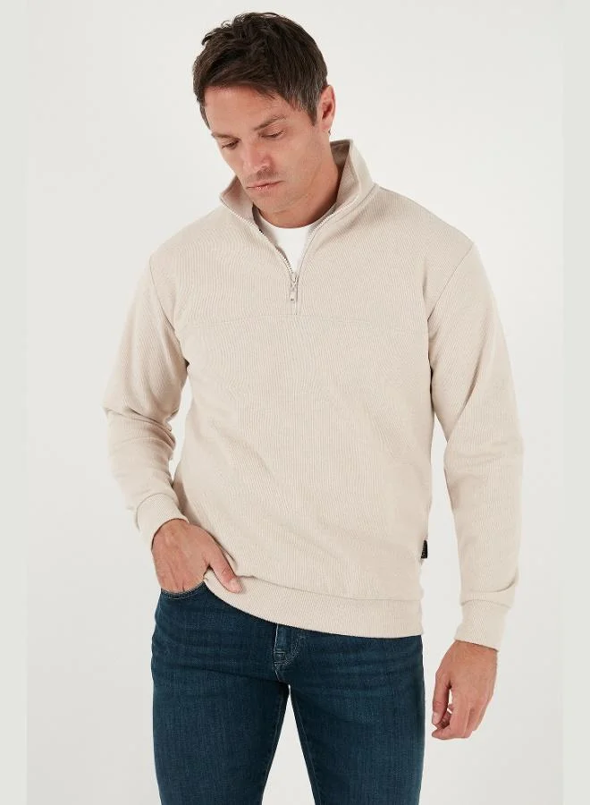 Buratti Buratti Cotton Regular Fit Half Zipper Stand Collar Sweater Men's SWEATER 456112