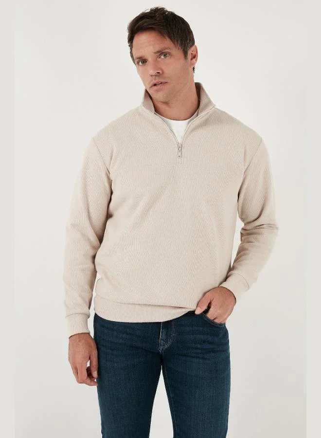 Buratti Buratti Cotton Regular Fit Half Zipper Stand Collar Sweater Men's SWEATER 456112