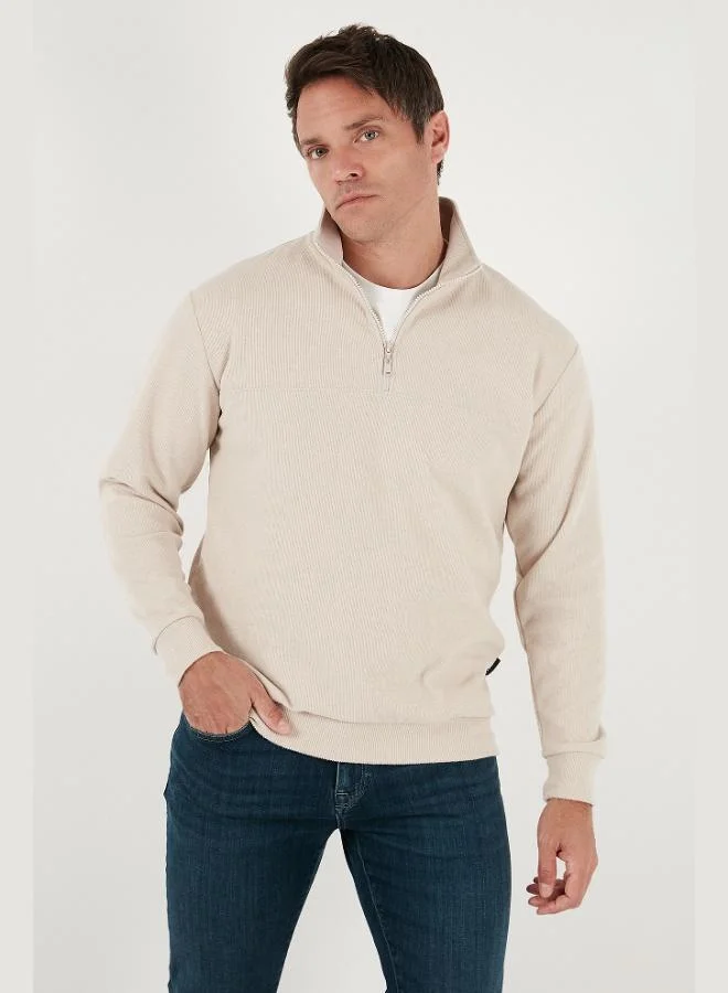 Buratti Buratti Cotton Regular Fit Half Zipper Stand Collar Sweater Men's SWEATER 456112