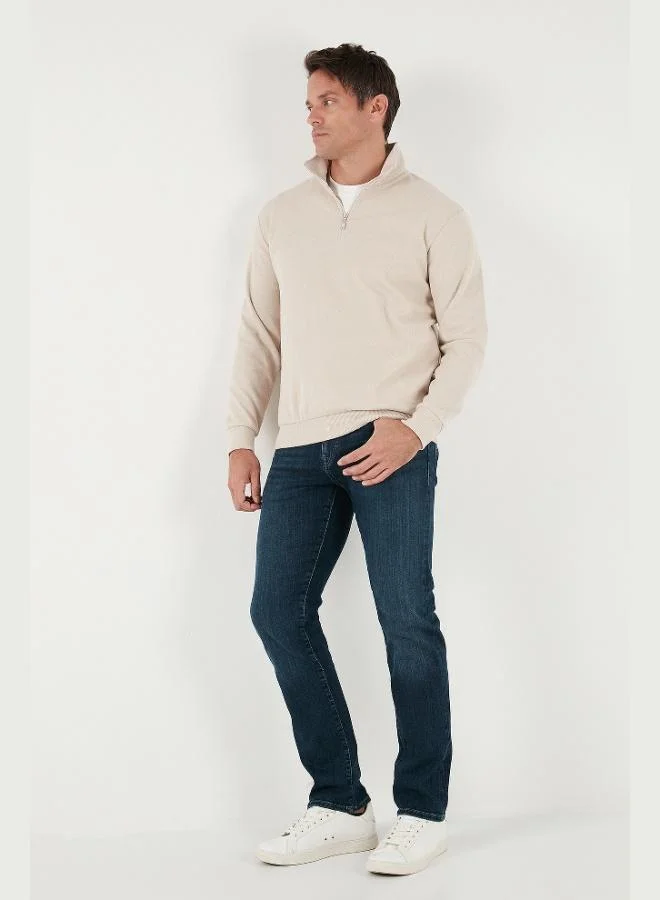 Buratti Buratti Cotton Regular Fit Half Zipper Stand Collar Sweater Men's SWEATER 456112