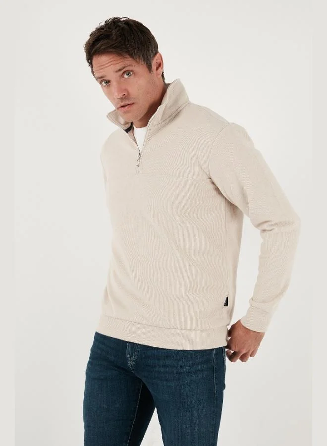 Buratti Buratti Cotton Regular Fit Half Zipper Stand Collar Sweater Men's SWEATER 456112