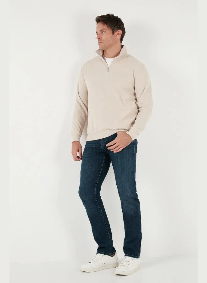 Buratti Buratti Cotton Regular Fit Half Zipper Stand Collar Sweater Men's SWEATER 456112