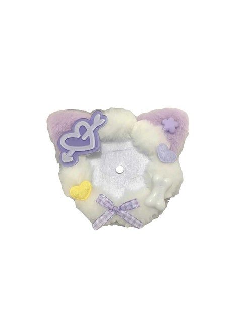 Cute Cat Ear Plush Badge Base 58mm Purple kitten [ready in stock first] individually packaged