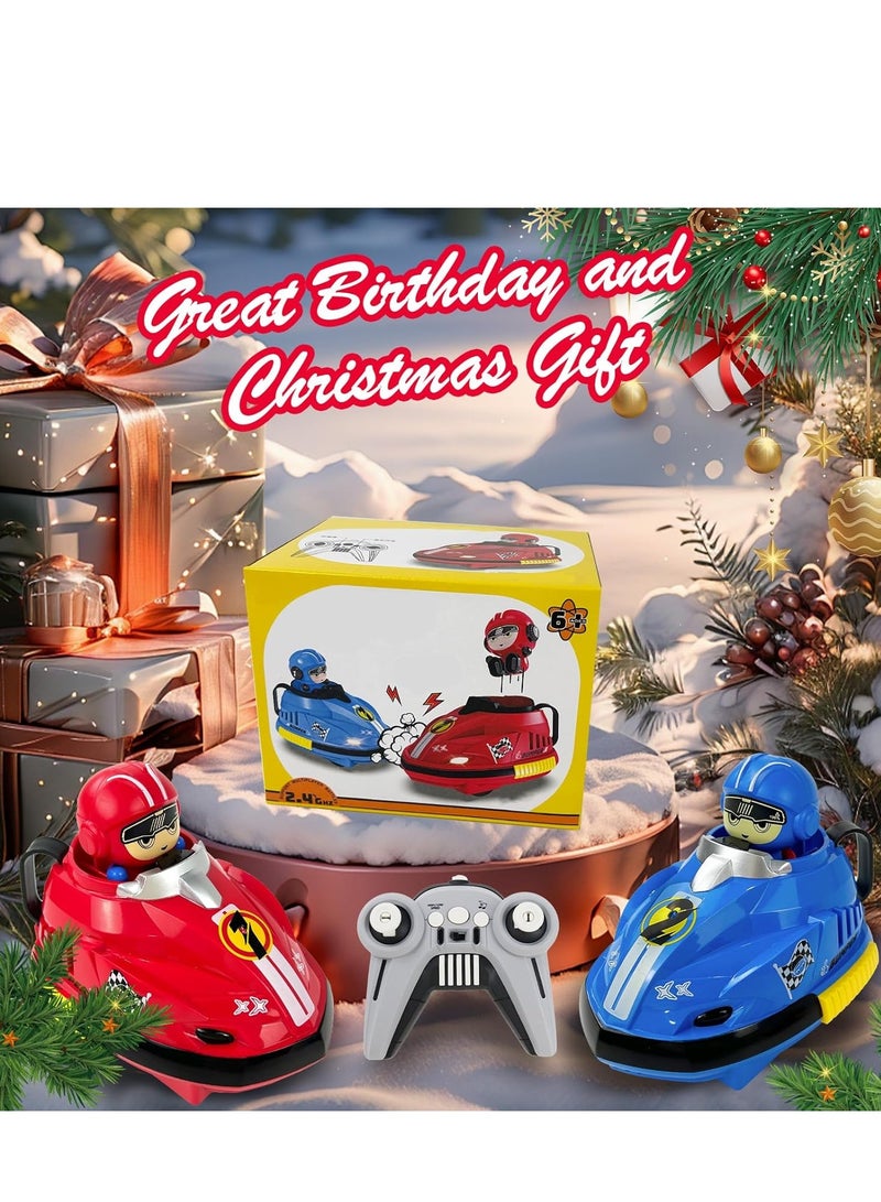 صانع العاب مجموعة مصدات سيارة بجهاز تحكم عن بعد للاطفال الصغار من قطعتين سيارات مع موسيقى واضواء LED كرتونية تعمل مصد سرعة هدية عيد الميلاد للاولاد، أبيض - Image 5