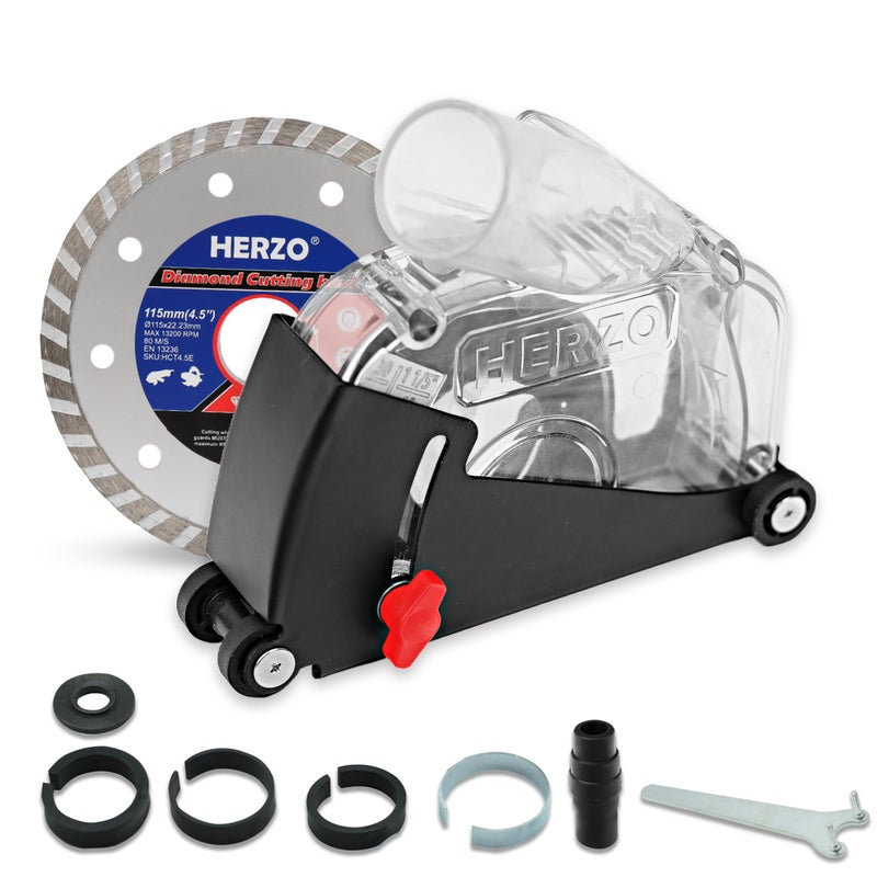 HERZO Dust Shroud Dust Extraction Cutting Guard for 5 inch and 4-1/2 inch Angle Grinder