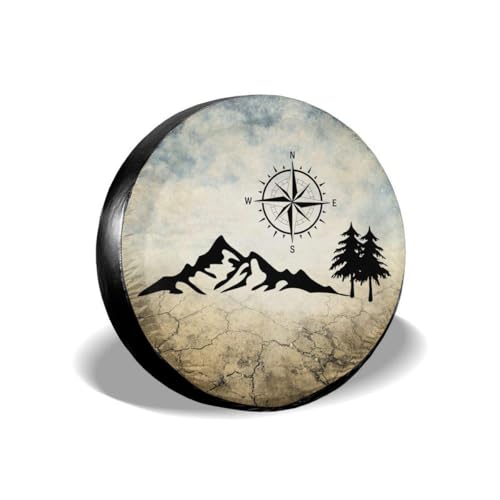 cozipink Nature Mountain Compass Spare Tire Cover Wheel Protectors Weatherproof Universal for Trailer Rv SUV Truck Camper Travel Trailer 14 15 16 17