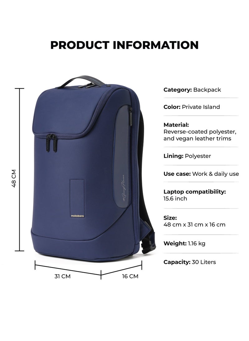 Mokobara MOKOBARA The Transit Backpack 2.0 Premium Nylon 15.6" 30L Unisex Laptop Bag with Luggage Sleeve (Blue)  - Image 3
