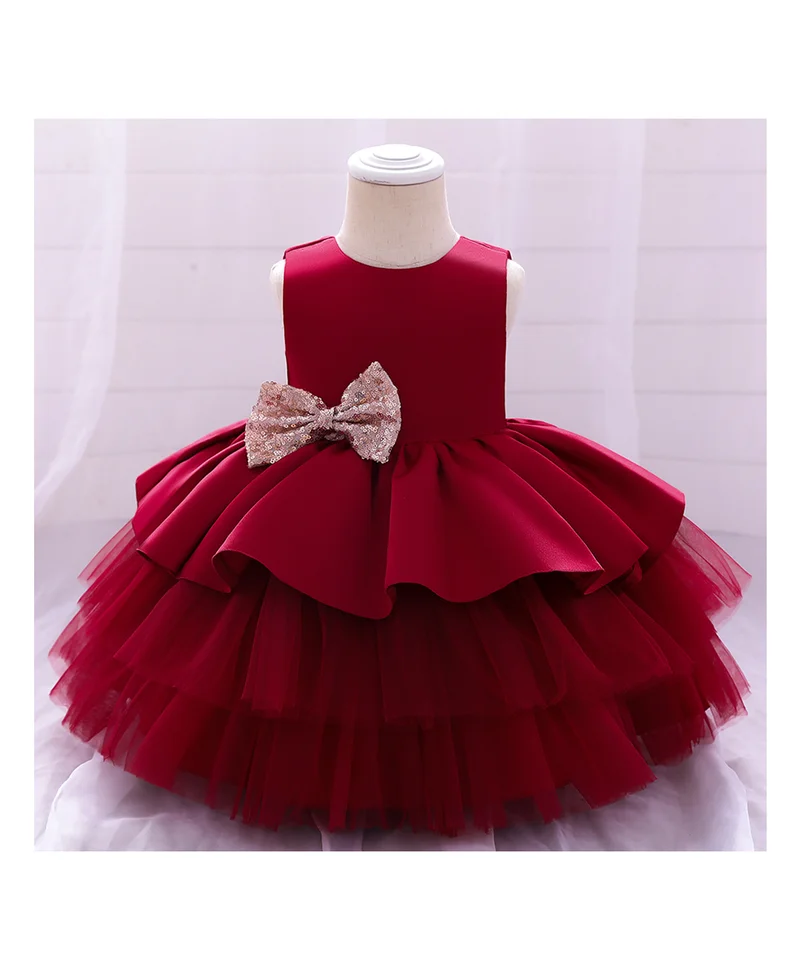 مارك وميا فستان مارك وميا بلا أكمام مع تفاصيل فيونكة - عنابي