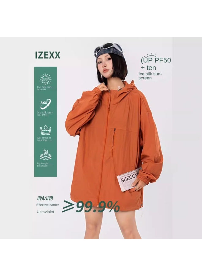 Izexx ملابس واقية من الشمس للربيع والصيف للرجال والنساء للأزواج من الحرير الجليدي الرفيع للجبال في الهواء الطلق UPF50 سترة واقية من الشمس - Image 2