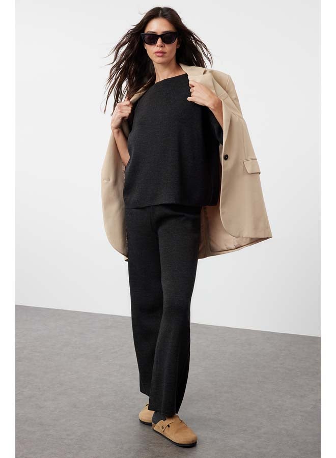 trendyol Anthracite Basic Three Quarter Sleeve Knitwear Top-Top Set TWOAW25AU00013 - Image 1