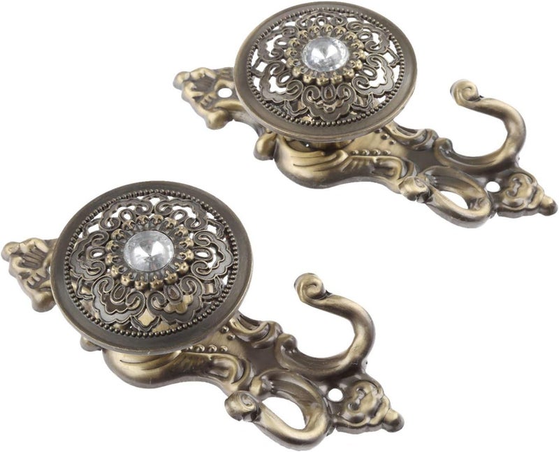 Hicello 2Pcs Bronze Crystal Curtain Hold Back Tieback Wall Hook decor Pothook Holder With Screws - Image 4