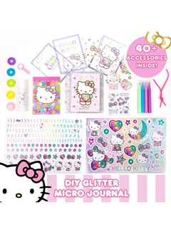 Hello Kitty Hello Kitty Diy Glitter Micro Journal By Horizon Group Usa 40+ Stationery Accessories Including Hello Kitty Stickers Surprise Keychain Interchangeable Binder Discs Squishy Glitter Cover & More  - Image 3
