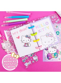 Hello Kitty Hello Kitty Diy Glitter Micro Journal By Horizon Group Usa 40+ Stationery Accessories Including Hello Kitty Stickers Surprise Keychain Interchangeable Binder Discs Squishy Glitter Cover & More  - Image 4