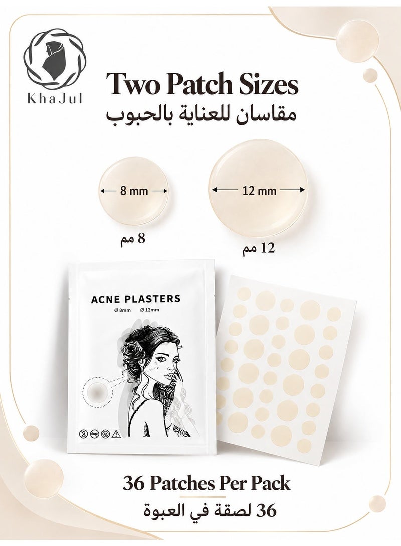 KHAJUL 36 Pcs Hydrocolloid Acne Patches, Invisible Pimple Spot Treatment Cover, Absorbing Blemish Patches for Face with 6-8 Hour Fast Healing, Clear Matte Finish, Daily Skincare for Women Men - Image 2