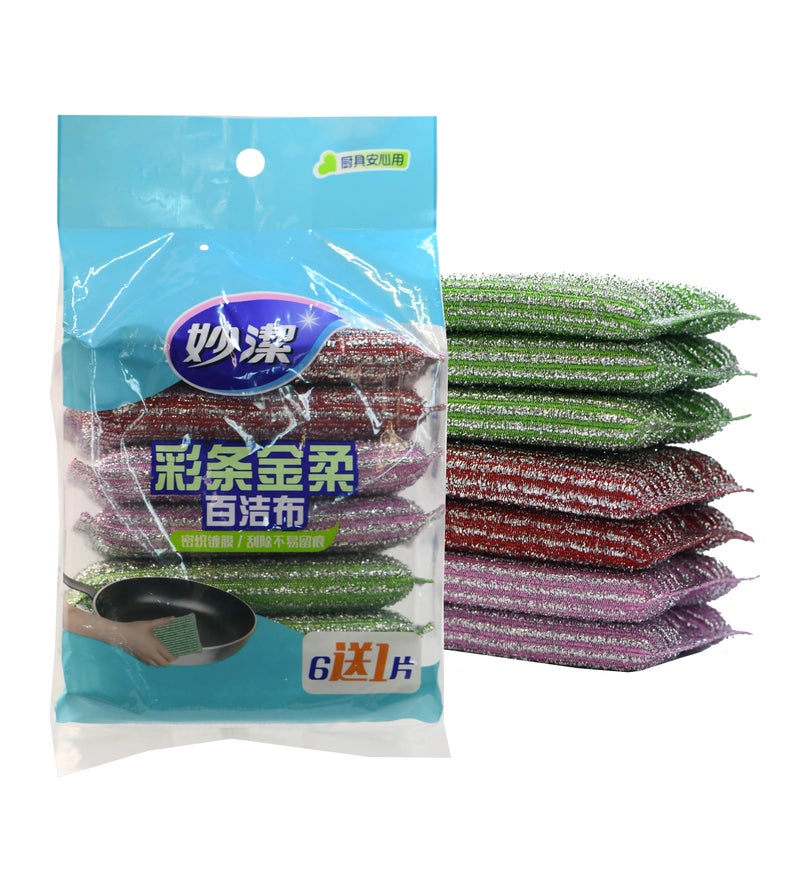 Abrasive-Free Scouring Pad 12.9×8.2cm, Aluminum-Titanium Wire Construction, Non-Scratch, Elastic Sponge Core, High Water Absorbency - Image 5
