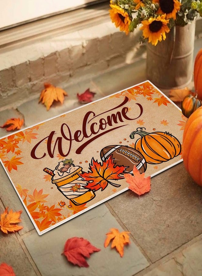BTPIEL Fall Door Mat 17x29 Inch, Pumpkin Football Fall Welcome Doormat Outdoor, Autumn Rugs for Front Door Kitchen Porch Decor - Image 2