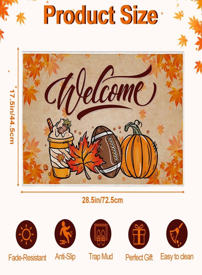BTPIEL Fall Door Mat 17x29 Inch, Pumpkin Football Fall Welcome Doormat Outdoor, Autumn Rugs for Front Door Kitchen Porch Decor - Image 4