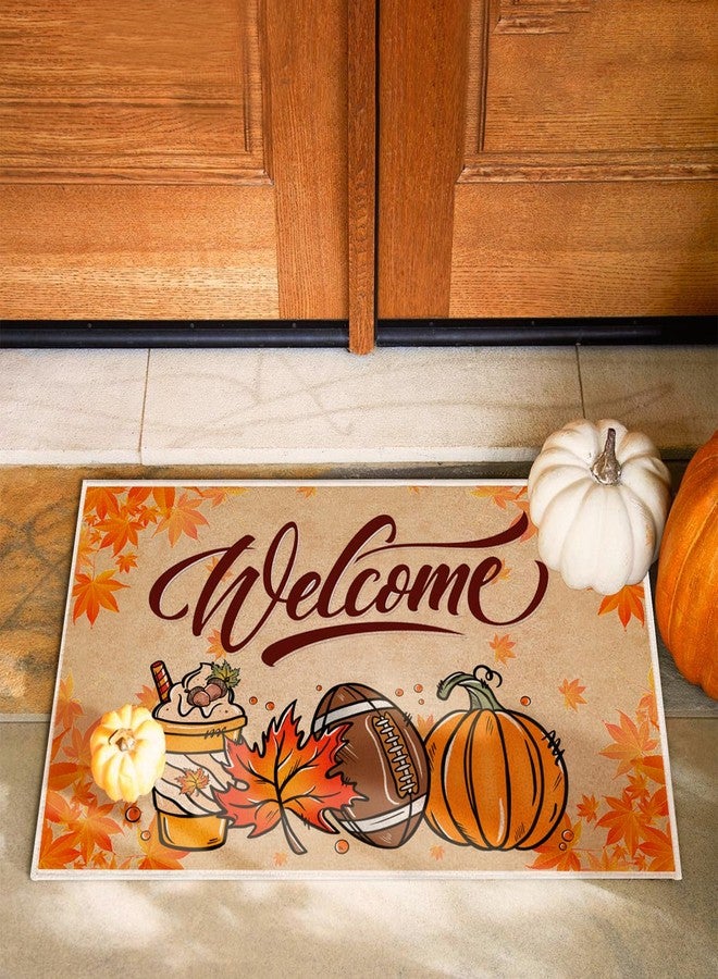 BTPIEL Fall Door Mat 17x29 Inch, Pumpkin Football Fall Welcome Doormat Outdoor, Autumn Rugs for Front Door Kitchen Porch Decor - Image 3