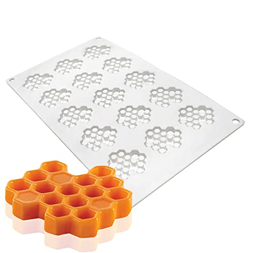 TUKE 15 Cavity Silicone Honeycomb Molds for Chocolate Honeycomb Bee Silicone Fondant Mold Beehive Silicone Baking Molds Bee Candy Silicone Mold for Kitchen Cake Cupcake - Image 1