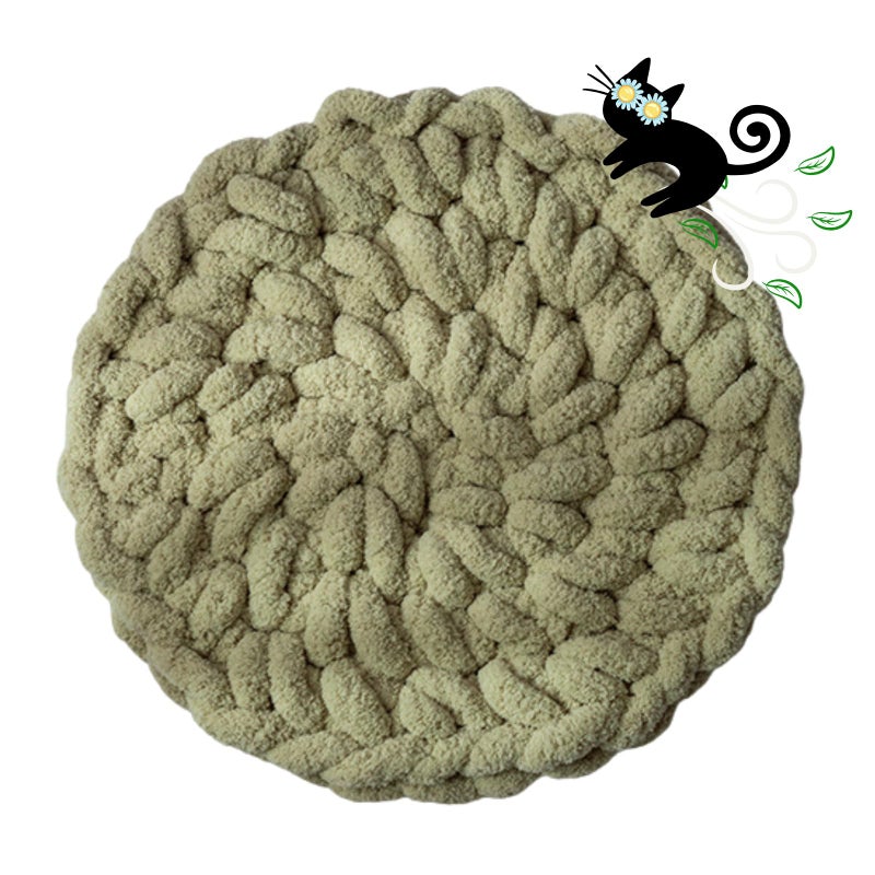 Urnat Cat ExtraSoft Kneading Mat Handmade Washable Round Cat Pad Blanket for Indoor Kittens Plush Breathable Cushion Bed for Cat Trees Sofas Floors GreenMedium - Image 2