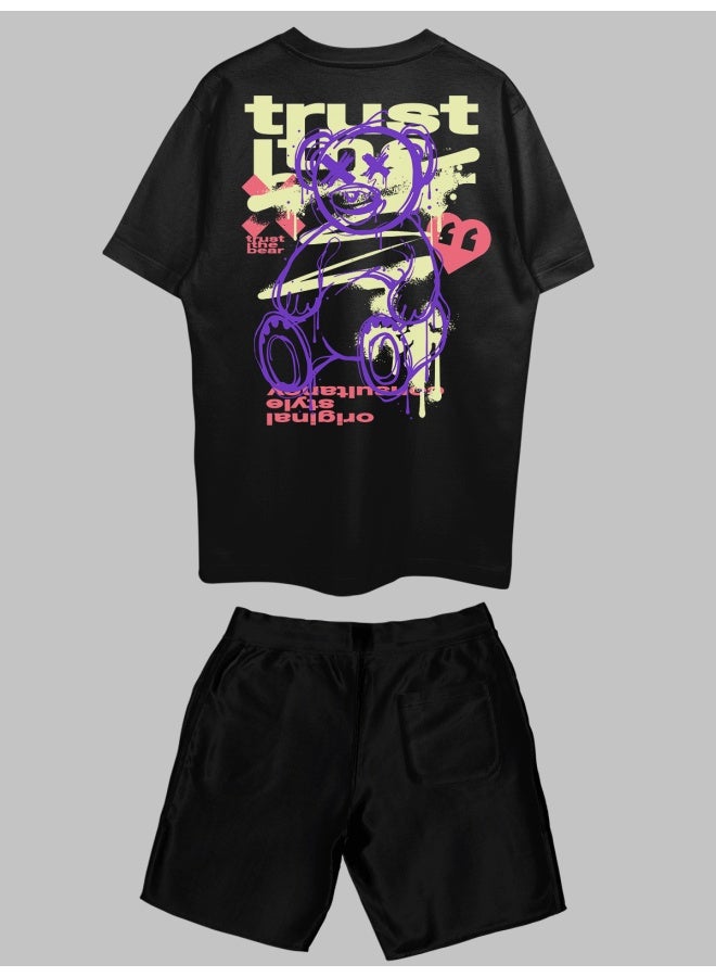THREADCURRY THREADCURRY Trust The Bear Printed Co-ord Set for Men - Half Sleeve Oversized T-Shirt and Shorts  - Image 2
