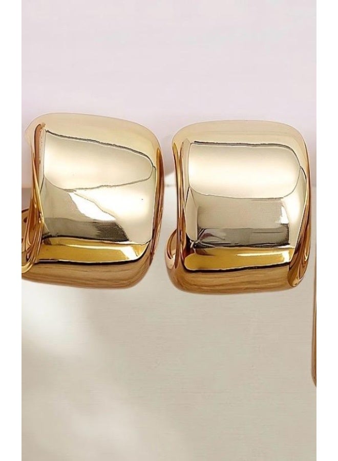 ُTablouhaty Modern Gold-Tone Wide Hoop Earrings – Elegant Bold Polished Chunky Huggie Hoops for Women - Image 2