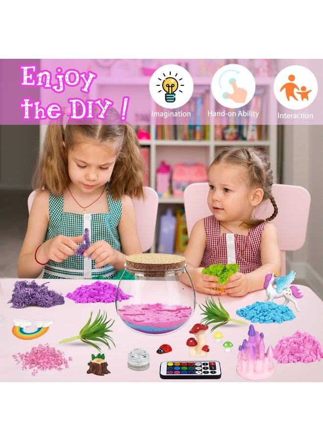 Unicorn Terrarium Kit for Kids DIY Crafts with LED Night Light and Remote, Unicorn Toys for Girls Ages 4 5 6 7 8-12, Birthday Gifts for Boys Girls - Creative Arts and Crafts Kit - Image 4