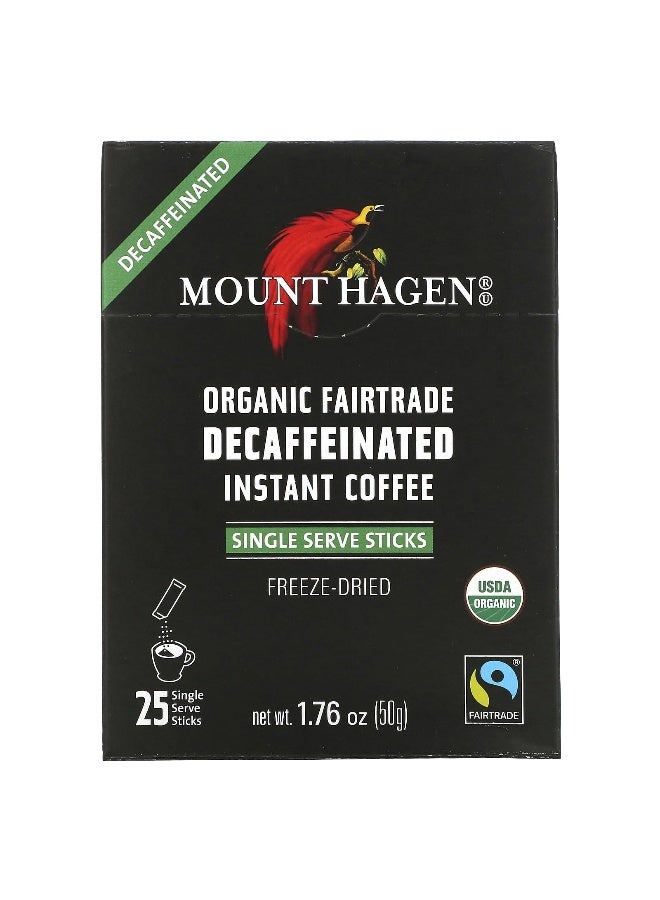 Mount Hagen Mount Hagen, Organic Fairtrade Instant Coffee, Decaffeinated, 25 Single Serve Sticks, 1.76 oz (50 g) - Image 1