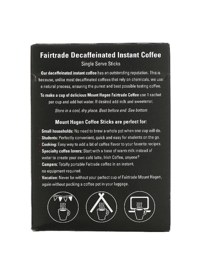 Mount Hagen Mount Hagen, Organic Fairtrade Instant Coffee, Decaffeinated, 25 Single Serve Sticks, 1.76 oz (50 g) - Image 2