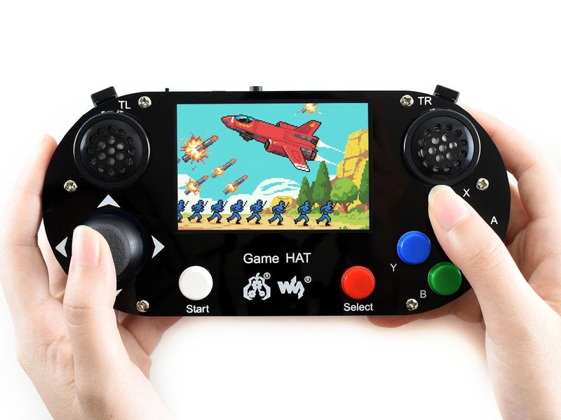 Waveshare Game HAT, Compatible with Raspberry Pi 4B/3B/3B+/Zero/Zero W/Zero WH, Retro Gaming Console wth 3.5inch IPS Screen, Joystick, and Buttons, 480×320, Onboard Speaker and Earphone Jack - Image 1
