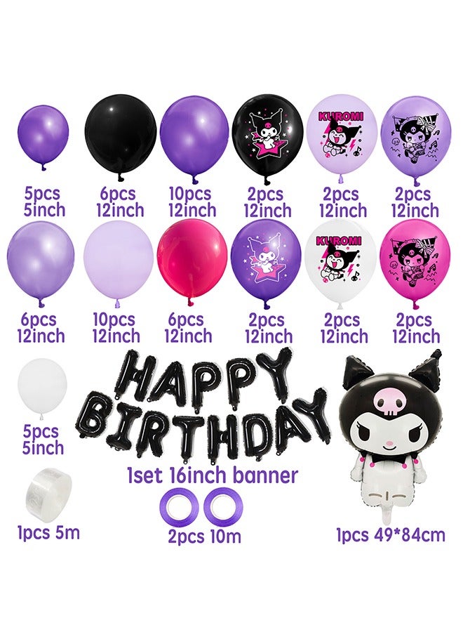 Tanwer Kuromi Balloon Set Children's Cartoon Flag Pulling Balloon Happy Birthday Party Decoration - Image 2