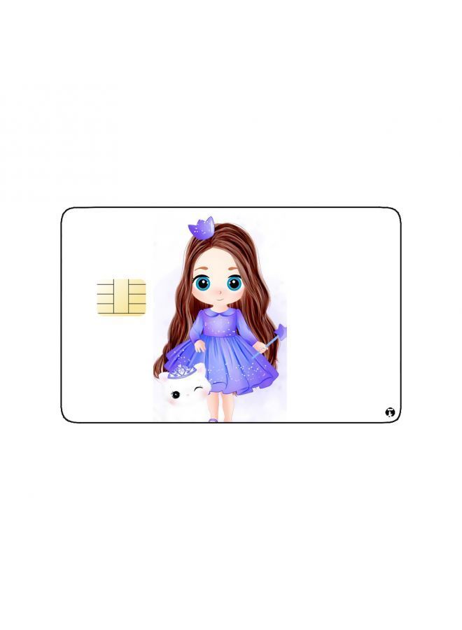 RKN PRINTED BANK CARD STICKER Cute Girl Drawing In Purple Dress  - Image 2