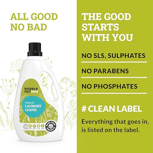 BubbleNut Wash Laundry Detergent Liquid (1000 ml) Fragrance Free, Unscented, Free and Clear,Natural, Organic,Baby safe,Soapnuts-based, Sensitive Skin, Hypoallergenic, Gentle & Ecofriendly Fabric wash - Image 4