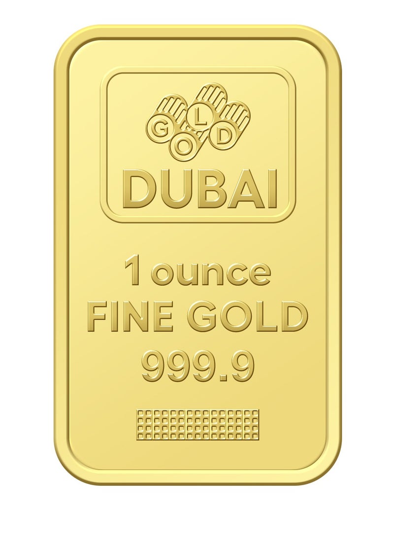 FK Jewellers 1 Oz Pure 999.9 Fine Gold Bar 24KT Dubai with Flower Design - 1 Oz  - Image 1