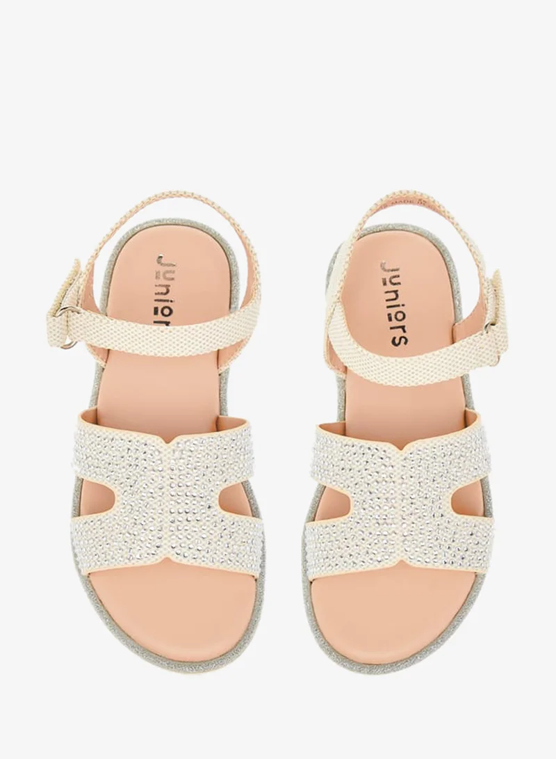 JUNIORS Girls Embellished Cross Strap Sandals With Hook And Loop Closure Ramadan Collection