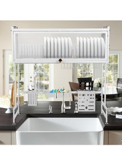 LIVVY Stainless Steel Over Sink Kitchen Rack – رف مطبخ فوق الحوض – Dish Drying Rack Organizer with Utensil & Plate Storage | رف مطبخ ستانلس ستيل، منظم أدوات المطبخ، رف تجفيف الصحون، رف أطباق، حامل صحون، مجفف الصحون، رف تجفيف الأطباق – Sink Rack for Kitchen, Dish Rack for Countertop & Home Storage  - Image 1