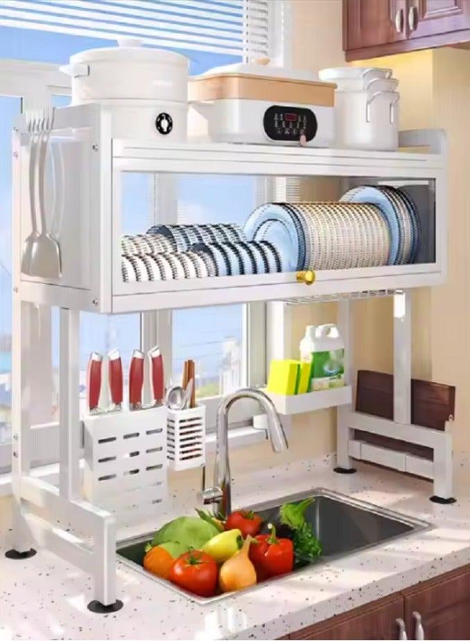 ليفي رف مطبخ من الفولاذ المقاوم للصدأ فوق الحوض - رف مطبخ فوق الغسالة - منظم رف تجفيف الأطباق مع تخزين الأواني والأطباق | رف مطبخ ستانلس ستيل، منظم أدوات المطبخ، رف تجفيف الصحون، رف صحون، حامل صحون، مجفف الصحون، رف تجفيف لاسلكي - رف حوض للمطبخ، رف أطباق للكونترتوب وتخزين المنزل - Image 2