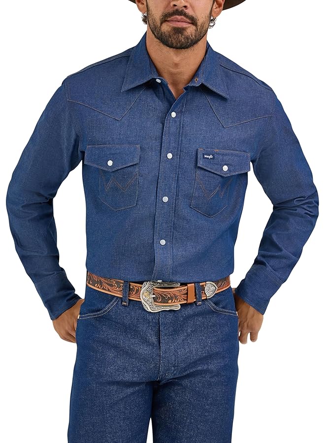 Wrangler Men's Cowboy Cut Western Long Sleeve Snap Work Shirt Firm Finish - Image 1