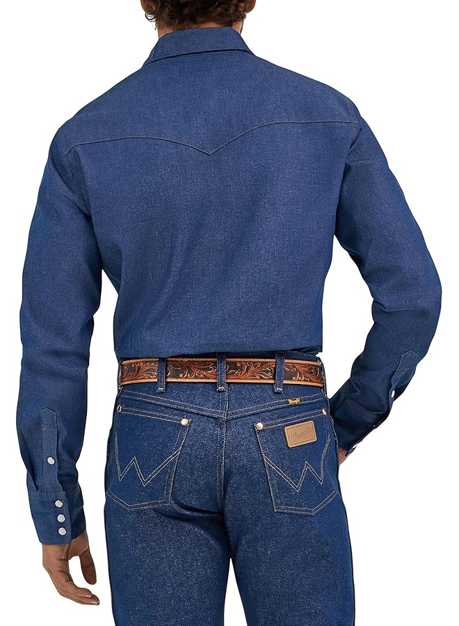 Wrangler Men's Cowboy Cut Western Long Sleeve Snap Work Shirt Firm Finish - Image 3