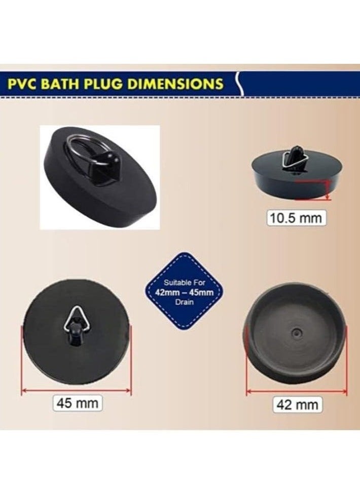 Generic - 6 PCS Bathtub Plug Black Rubber Universal Bath Plugs with Hanging Ring, Kitchen Sink Plug - Image 1